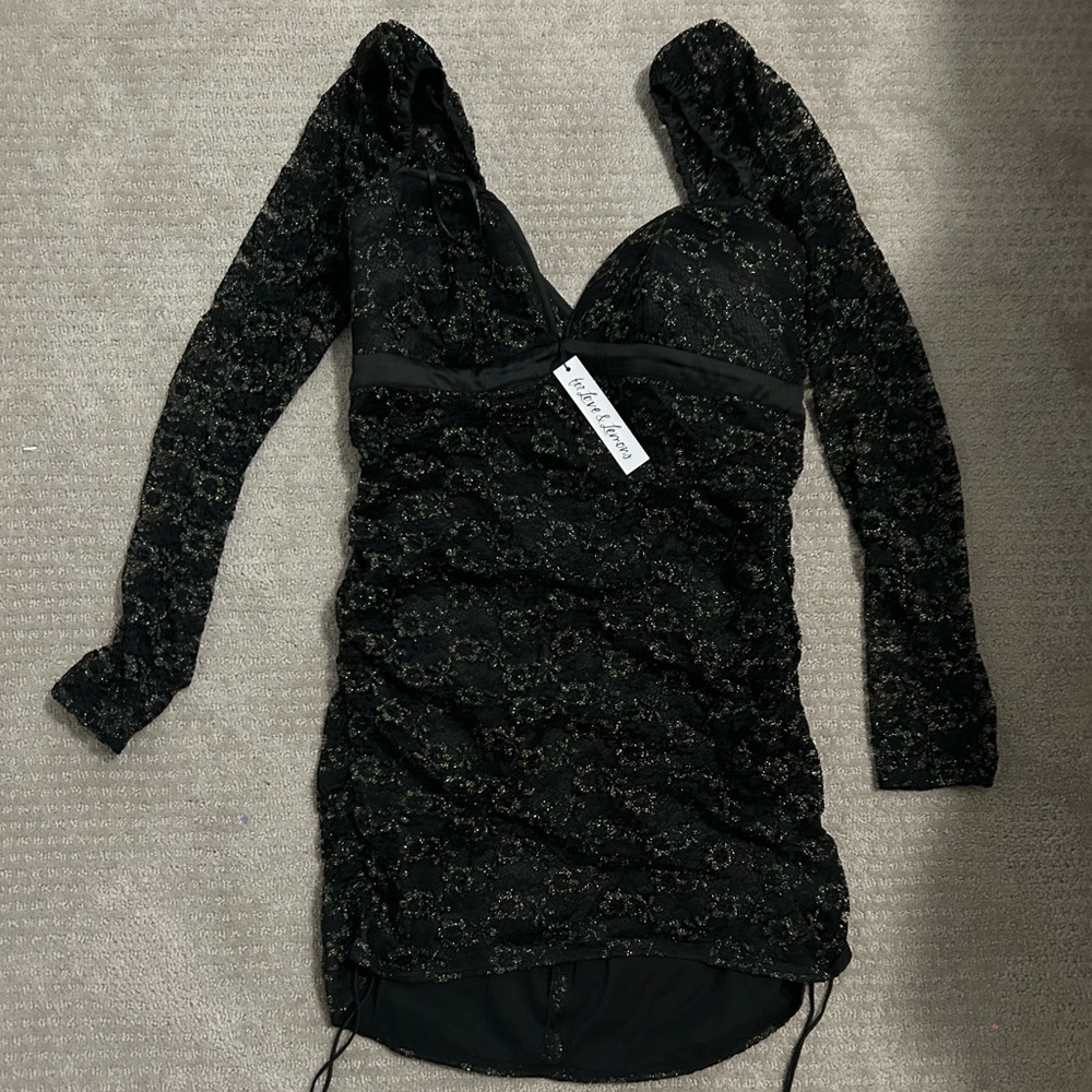 For Love & Lemons black and gold lace dress